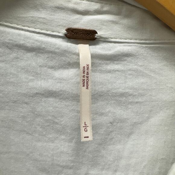 Free People Dress Womens Large Thea Mini White Coastal Boho Snap Up Cotton - Picture 3 of 10